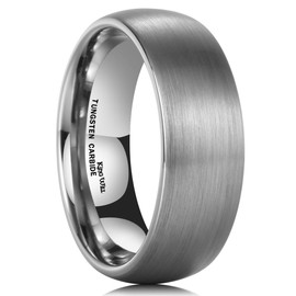 King Will Basic 2mm 4mm 6mm 8mm Tungsten Carbide Ring for Men Women Engagement Wedding Band Black/Silver/Gunmetal Domed Matte Brushed Finish Comfort Fit Size 4-15 - 8mm Silver Size 10