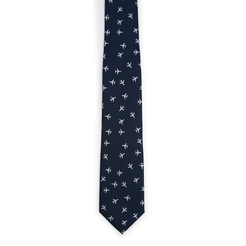 Maker V Airplane Necktie in Navy Blue, Airplanes Tie, Pilot