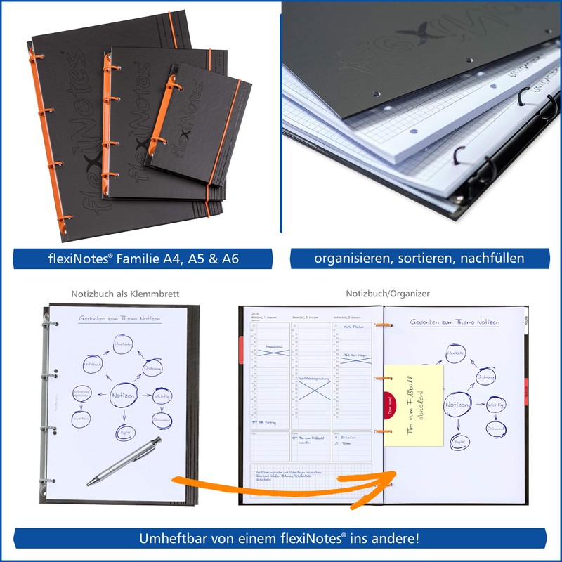 flexiNotes Notebook, A5, type: chamomile, dotted, 75 sheets, dotted, ring