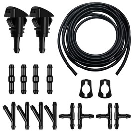 Car Windshield Washer Hose 17 Pcs Windshield Washer Hose Kit 5M Washer Fluid Hose with 12 Pcs Hose Connectors 2 Fan Nozzles 2 Rubber Gaskets for Most Car Windshield Washer Tubing