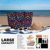 CHAOS MONKEY Women Large Beach Bag Funny Colorful Dinosaur Pattern