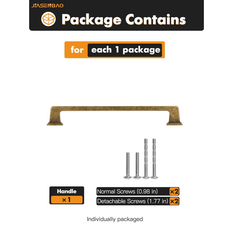 JIASENBAO 10 Pack Antique Brass Cabinet Pulls 6.3" Hole Center