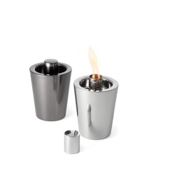Philippi - Tarcia Table Torch - Small Table Fire for Balcony or Patio - Polished Stainless Steel - Black