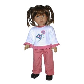 Unbranded I Love Butterflies Pink and White 2 Pc Pants Set Fits 18in American Girl Dolls