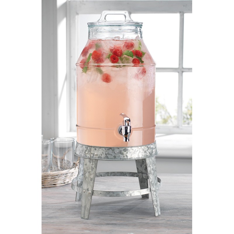 Classic Ice Cold Clear Glass Mason Jug Drink Beverage Dispenser