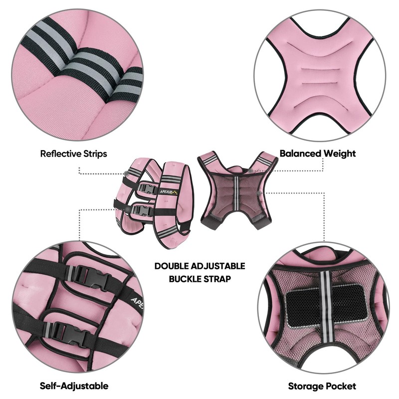 APEXUP APEXUP Weighted Vest with 5lbs/10lbs/15lbs/20lbs/25lbs/30lbs Weights and Reflective Stripe,