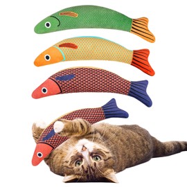 ASIRYVA 3 Pcs Cat Toys, Catnip Toys for Cats Chew-Resistant Plush Cartoon Kittens with Bell, Interactive & Durable for Cats of All Ages