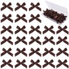 Brown Mini Ribbon Bows 1.57” Satin Small Bows for Sewing