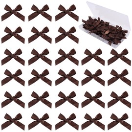 Brown Mini Ribbon Bows 1.57” Satin Small Bows for Sewing Crafts