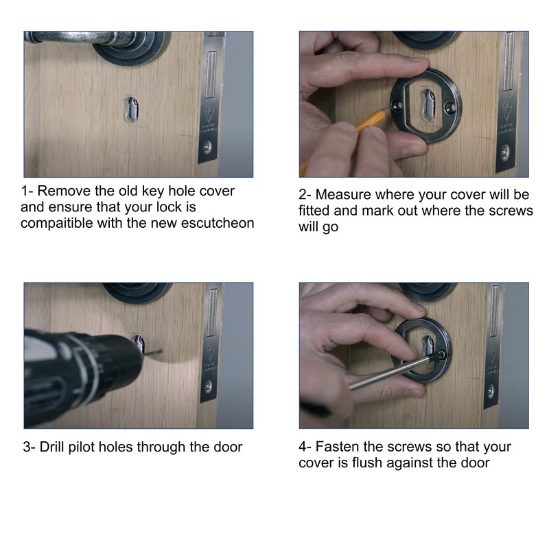 Repair Escutcheon Key Hole Cover Plate Screw Fix Polished Brass