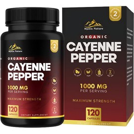 Organic Cayenne Pepper Capsules | 120 Capsules | 1000mg | 100% Natural | Vegan, Non-GMO, No Additives | Organic Cayenne Supplement | UK Brand