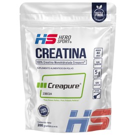 HS HERO SPORT Creatina Monohidratada Micronizada Creapure 200g. 100 Pura. Creatina Alemana Creapure. Vegana, 160 porciones, 5g por porción, Pre...    