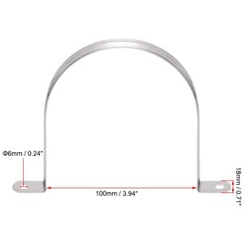 TOP-VIGOR 4Pcs M100 Rigid Pipe Strap, 2 Holes Tube Straps 201 Stainless Steel Tension Tube Clip Clamp for Fixing Tube Pipe Wire