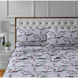 Tribeca Living WIWOSHEETKIMC Deep Pocket Sheet Set, King, Winter Wonderland