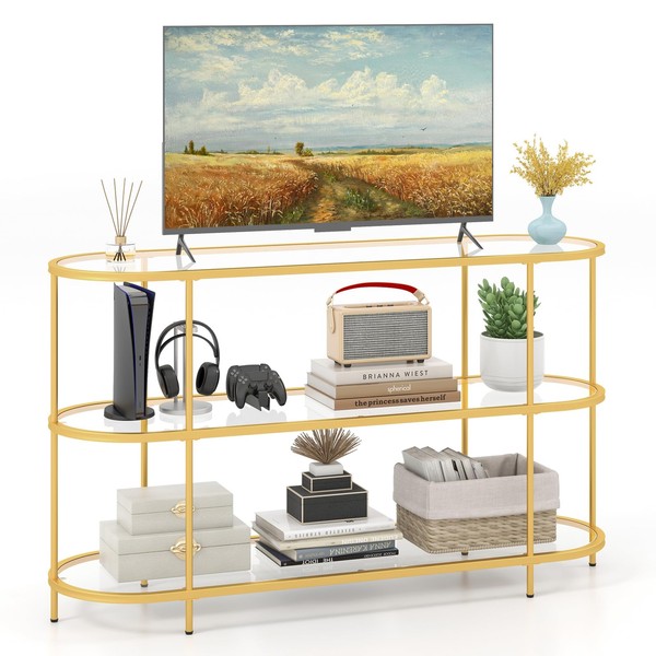 Tangkula Gold TV Stand for TVs up to 65”, 55”