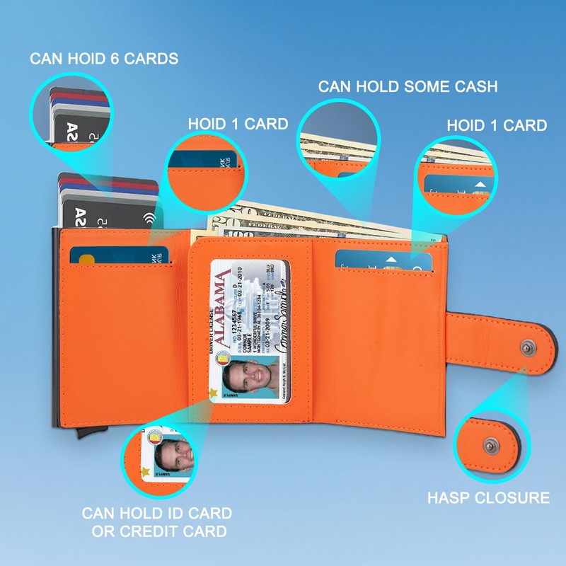 DIENQI Rfid Credit Card Holder Bifold Pop up Men Wallet