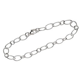 NKlaus Figaro 12868 Women's Round Anchor Chain Bracelet 925 Sterling Silver 19.5 cm, Sterling Silver