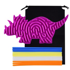 Sensory Activity Board, Double Side Design Silicone Fidget Toy for Calming, Relief Stress, ADHD & Autism, Silent No Mess, Anti-Anxiety Toy for Kids & Adults Include Portable Travel Bag (Dinosaur)