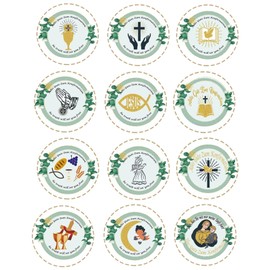 Pack of 120 Stickers Confirmation Communion Christening Fish Eucalyptus Stickers Communion Christening Stickers Thank You Stickers Confirmation for Girls and Boys
