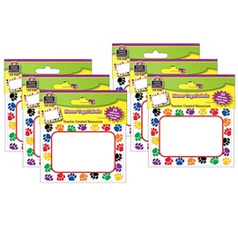 Teacher Created Resources Colorful Paw Prints Name Tags, 36 Per Pack, 6 Packs