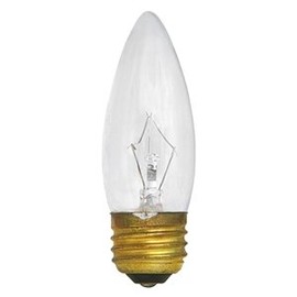Halco #1012..25ETC/130V Clear 25 watt B10 Blunt Tip Lamp, Medium (E26) Base, 180 lumens, 3,000hr Life, 130 Volt