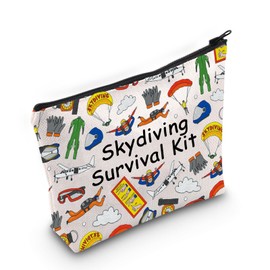 POFULL Sky Diving Cosmetic Bag Skydiving Survival Kit Parachute Jump Gift Skydiver Adventure Zipper Pouch Bag (Skydiving Survival)