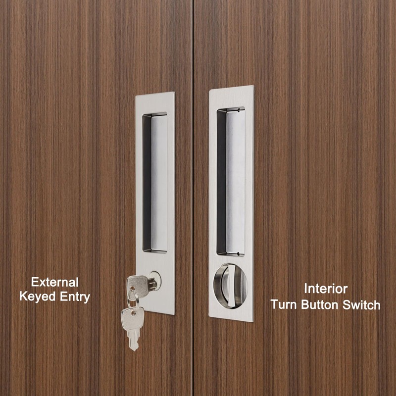 Dontay Pocket Door Handle with Lock and Edge Pull, Narrow