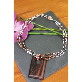 Naturesco Natural Wooden Necklace with Wooden Pendant and Decorative Beads, Wood