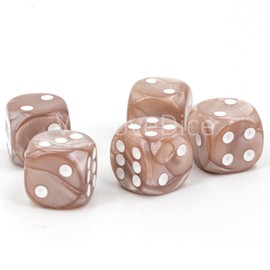 WeLoveBeads W6 Cube (16 mm) in Beige/White Dots - Made in Germany - Pack of 5