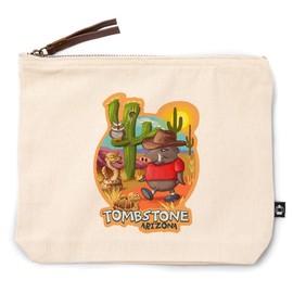 Lantern Press Tombstone, Arizona, Desert Scene, Mid Century Inspired, 100% Cotton Zipper Pouch, Travel Accessory, Go Bag