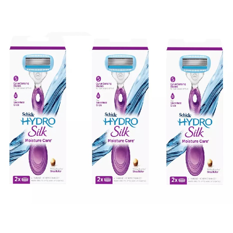 Schick Hydro Silk Razor + 2 Refill Cartridges 1 Ea