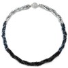 COOLSTEELANDBEYOND Necklaces Multi Strands Black Silver Crystal Beads Chain Magnetic