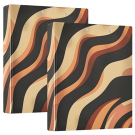 3 Ring Binders Abstract Decorative Wavy 1.5in Binder Round Rings Holds 200 Sheets with Interior Clear Pockets Clipboard for Office School Work,2 Pack