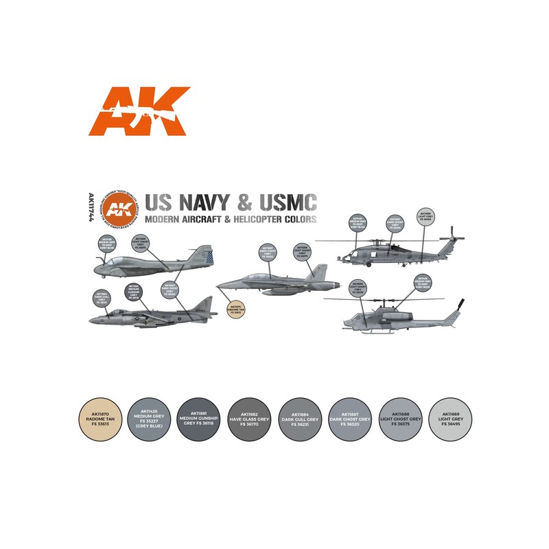 AK Acrylics 3Gen AIRCRAFT SET AK11744 US Navy & USMC