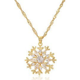BYETOCE Christmas Spinning Pendant Necklace Gold Rotatable Snowflakes Charm Jewelry with Cubic Zirconia Winter Xmas Pendant Fidget Choker for Women Trendy Christmas Chain Jewelry