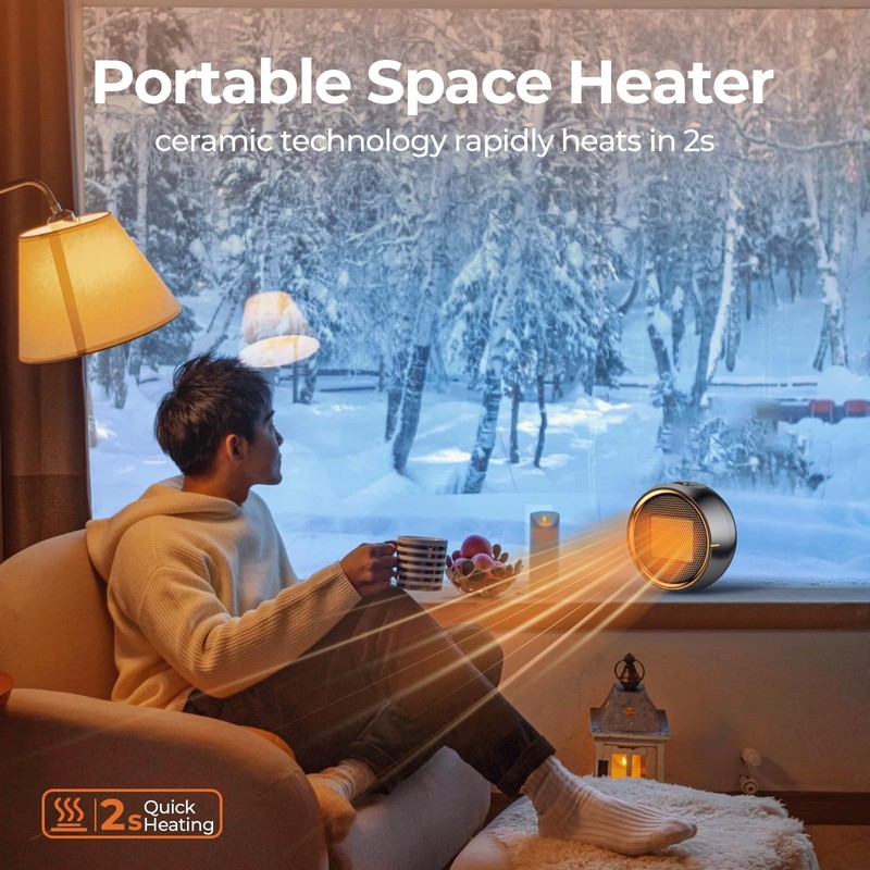 ASNUG Space Heater, Portable Electric 500W PTC Ceramic Heaters for