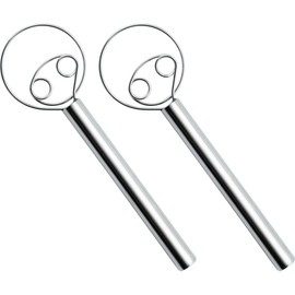 CAMKYDE Danish Dough Whisk 12-Inch Double Eyes Stainless Steel Dutch Dough Whisk, Set of 2
