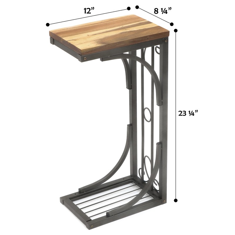 Trademark Innovations 2’ Side Sofa Snack Table with Acacia Wood