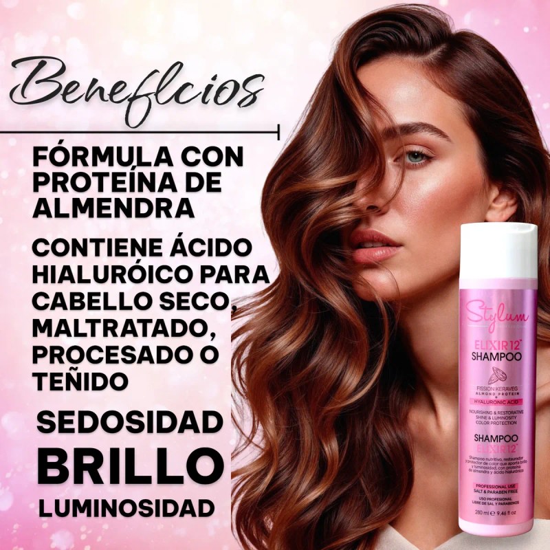 Shampoo Nutritivo Profesional Stylum 280ml Brillo, Vitalidad y Fortalecimiento Sin