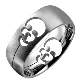 MJ Metals Jewelry Brushed Stainless Steel cut out Skull Ring Comfort Fit Size 8