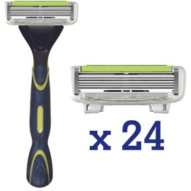 ShaveMOB 6-Blade Men's Razor Kit (Flex Head Handle + 12 Refills) (No Trimmer) - The Caveman Shaving Kit