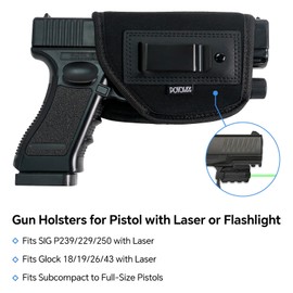 POYOLEE Concealed Carry Holster w/Laser Light Gun Holsters for Men Women Universal IWB Pistol Holster Fit Most Handgun with Laser Flashlight (Blue01, Right-handed draw (IWB))