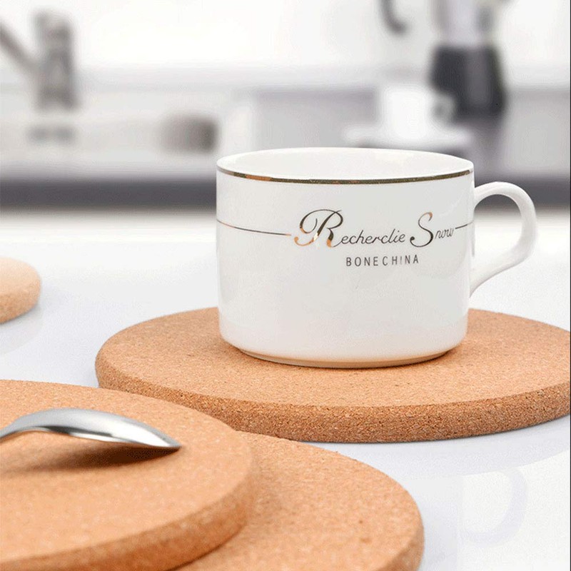 Set of 3 Round Cork Coasters 16cm x 1cm