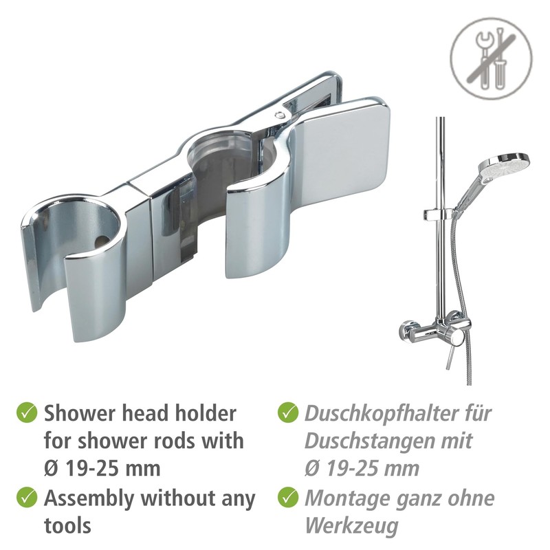 WENKO Shower Glider Metal Shower Head Holder Universal Fits 19-25mm