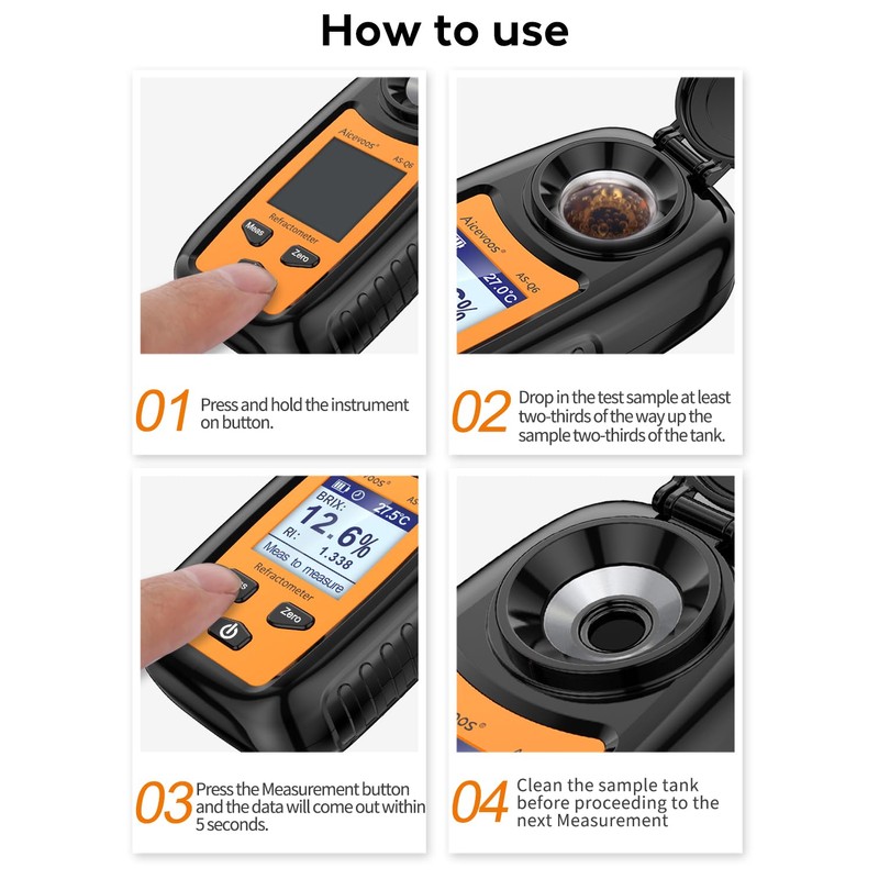 Aicevoos Brix Meter, Digital Brix Refractometer Automatic Temperature Compensation Brix