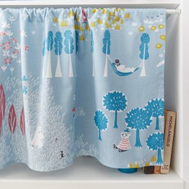 Quarter Report (MOOMIN) Moomin Cafe Curtain for Small Windows, I'm Here, Saxophone, Approx. Width 55.1 x Length 20.5 inches (140 x 52 cm), 100% Cotton, Blindfold Storage, Made in Japan