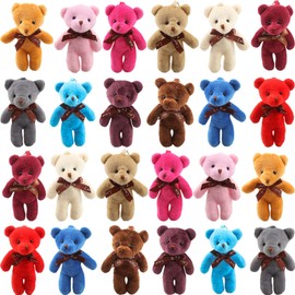 Rcanedny 36 Pcs 12cm Mini Teddy Bear Stuffed Animal Soft Small Plush Bear Doll Toys for DIY Keychain Baby Shower Birthday Wedding Party Favors