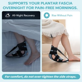 Férula nocturna para fascitis plantar mejorada y soporte para dormir, alivio de la fascitis plantar, correa nocturna para mujeres y hombres, soporte ajustable para tendinitis de Aquiles (gris, grande)