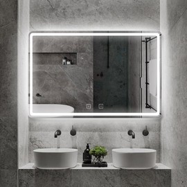 MIRTHIE LED Bathroom Mirror 24"x 32" with Front and Backlight, Stepless Dimmable Wall Mirrors with Anti-Fog, Shatter-Proof, Memory, 3 Colors, LED Vanity Mirror(Horizontal/Vertical)