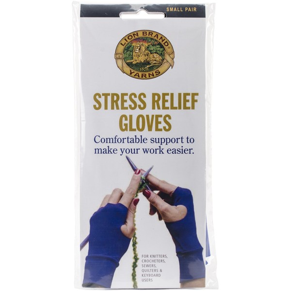 Lion Brand Yarn 400-5-1202 Stress Relief Gloves, 1-Pair, Small,Blue